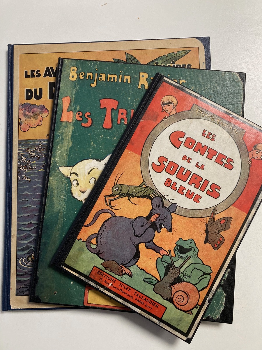 Benjamin Rabier : reliure parlante. Réalisations de reliure et restauration par l'Atelier Bonnouvrier. Yvelines.