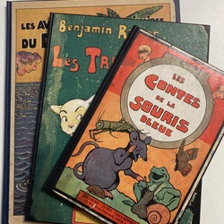Benjamin Rabier : reliure parlante. Réalisations de reliure et restauration par l'Atelier Bonnouvrier. Yvelines.