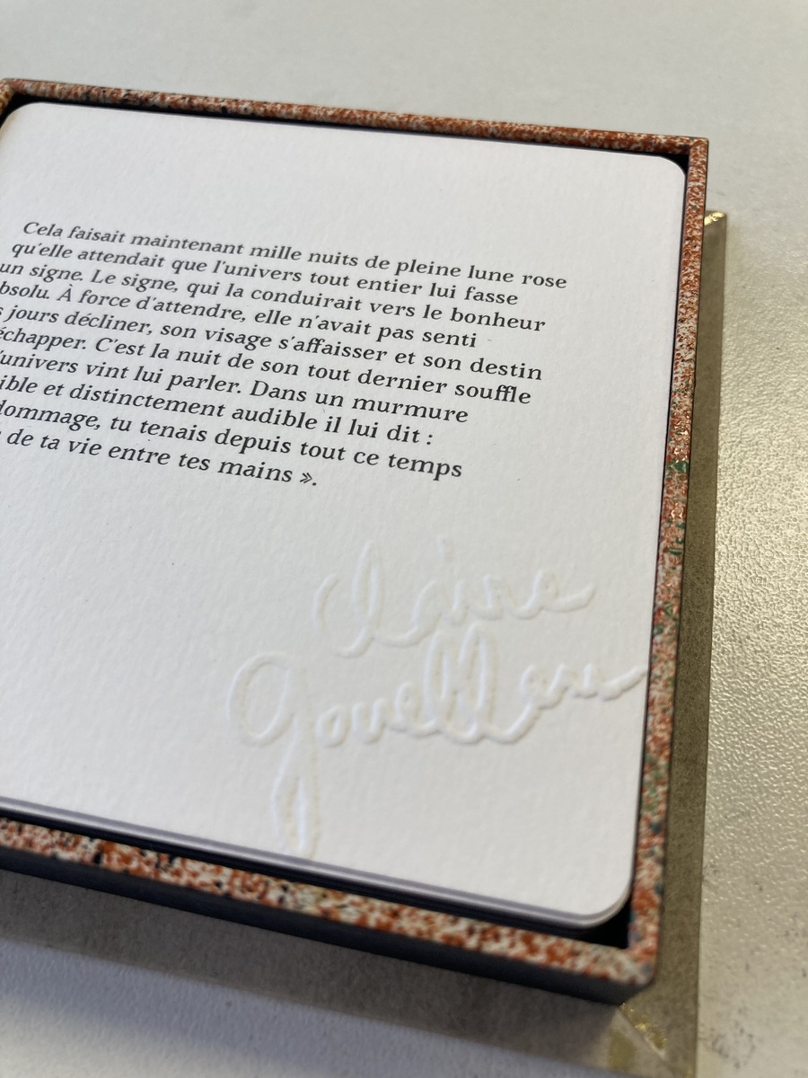 Coffret plein papier pour écrits et textes d'artistes. Conservation sur mesure de l'Atelier Bonnouvrier, dans les Yvelines.